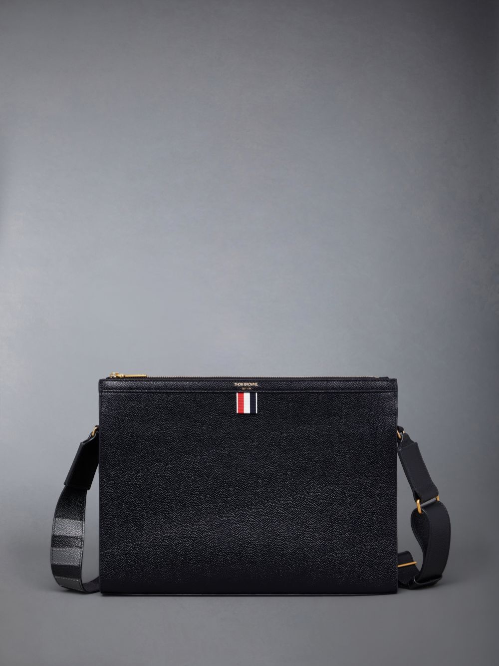 Women Thom Browne Pebble Grain 4-Bar Document Holder Crossbody Bags Black | EPD49Q40373