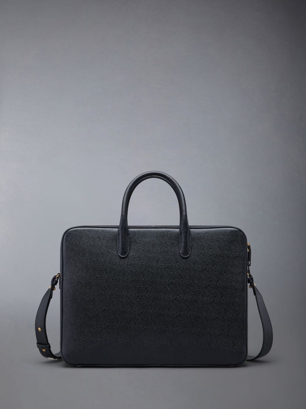 Women Thom Browne Pebble Grain Double Compartment Business Bags Black | MIX84J41689