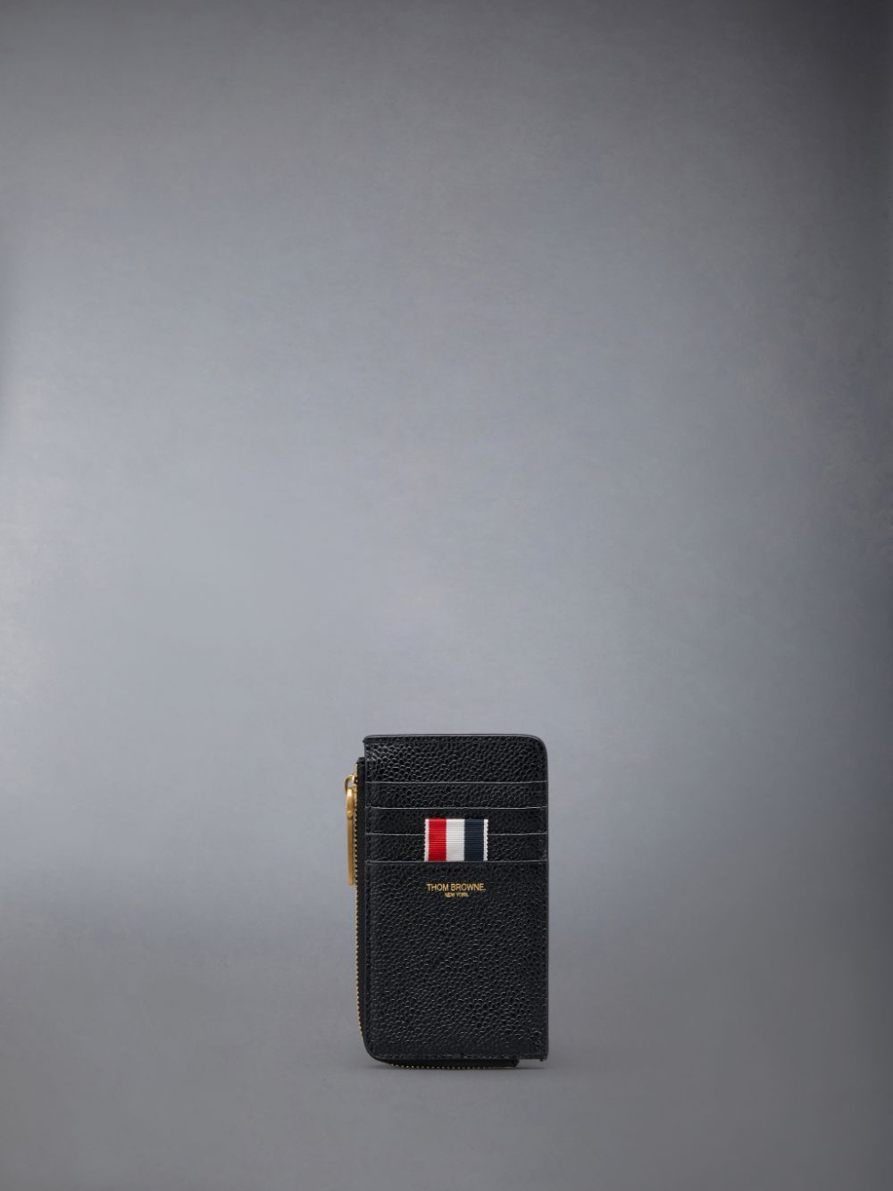 Women Thom Browne Pebble Grain Leather Half Zip Wallets Black | LXN21G61827