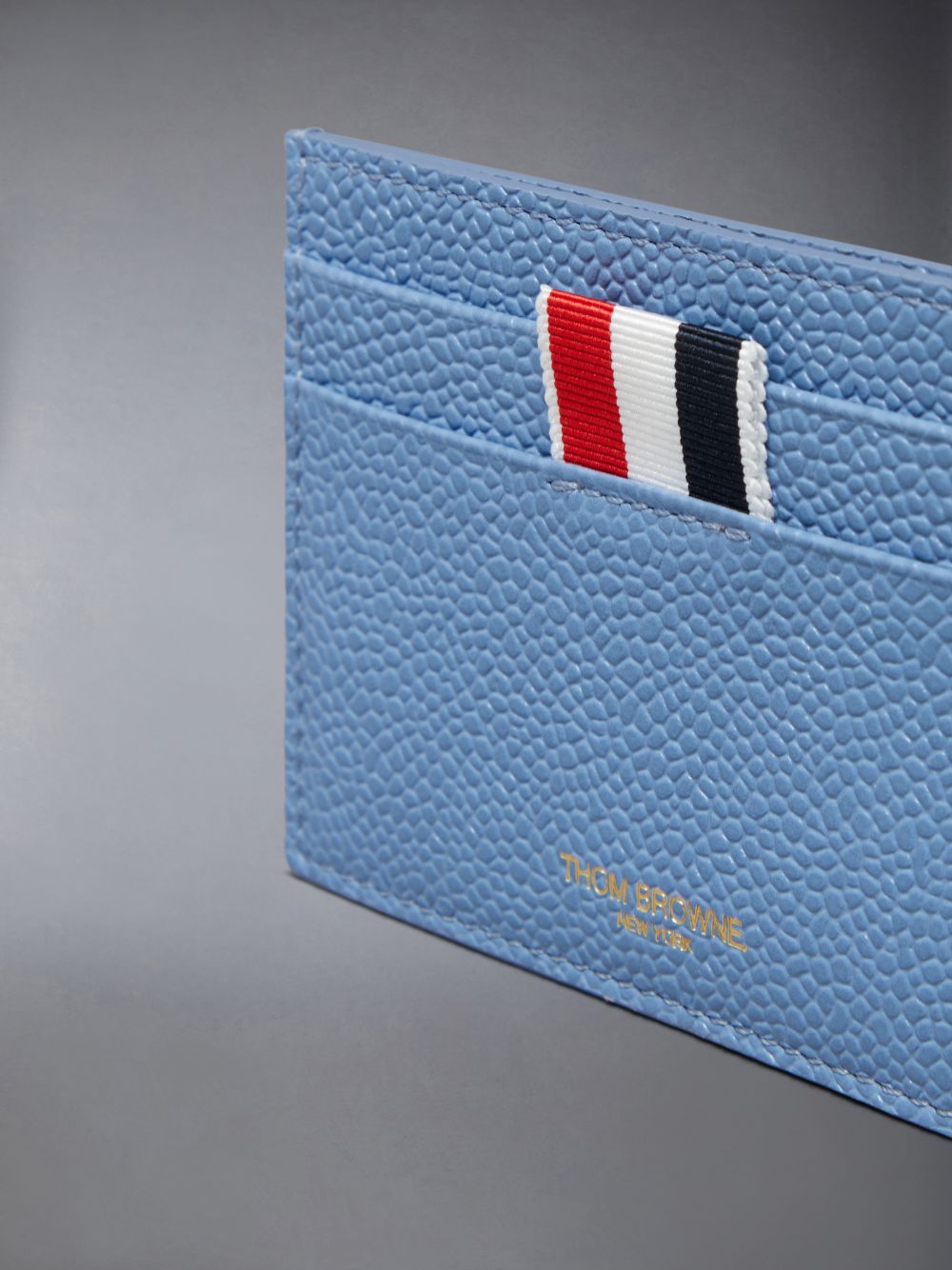 Women Thom Browne Pebble Grain Rose 4-Bar Single Card Case Blue | MTA84D72161