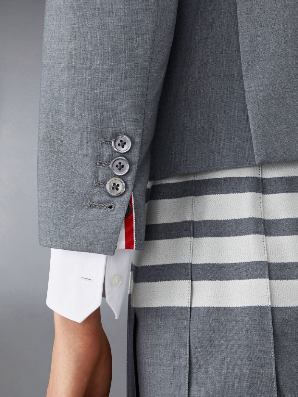 Women Thom Browne Plain Weave 4-Bar High Armhole Sport Coats Grey | ENR98Y45700