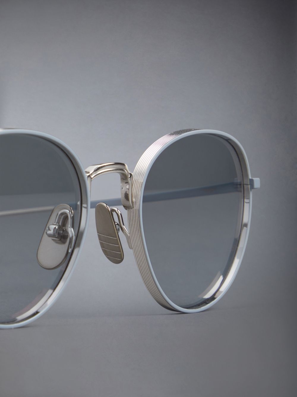 Women Thom Browne Titanium Round Sunglasses Silver | JNE98Y91246