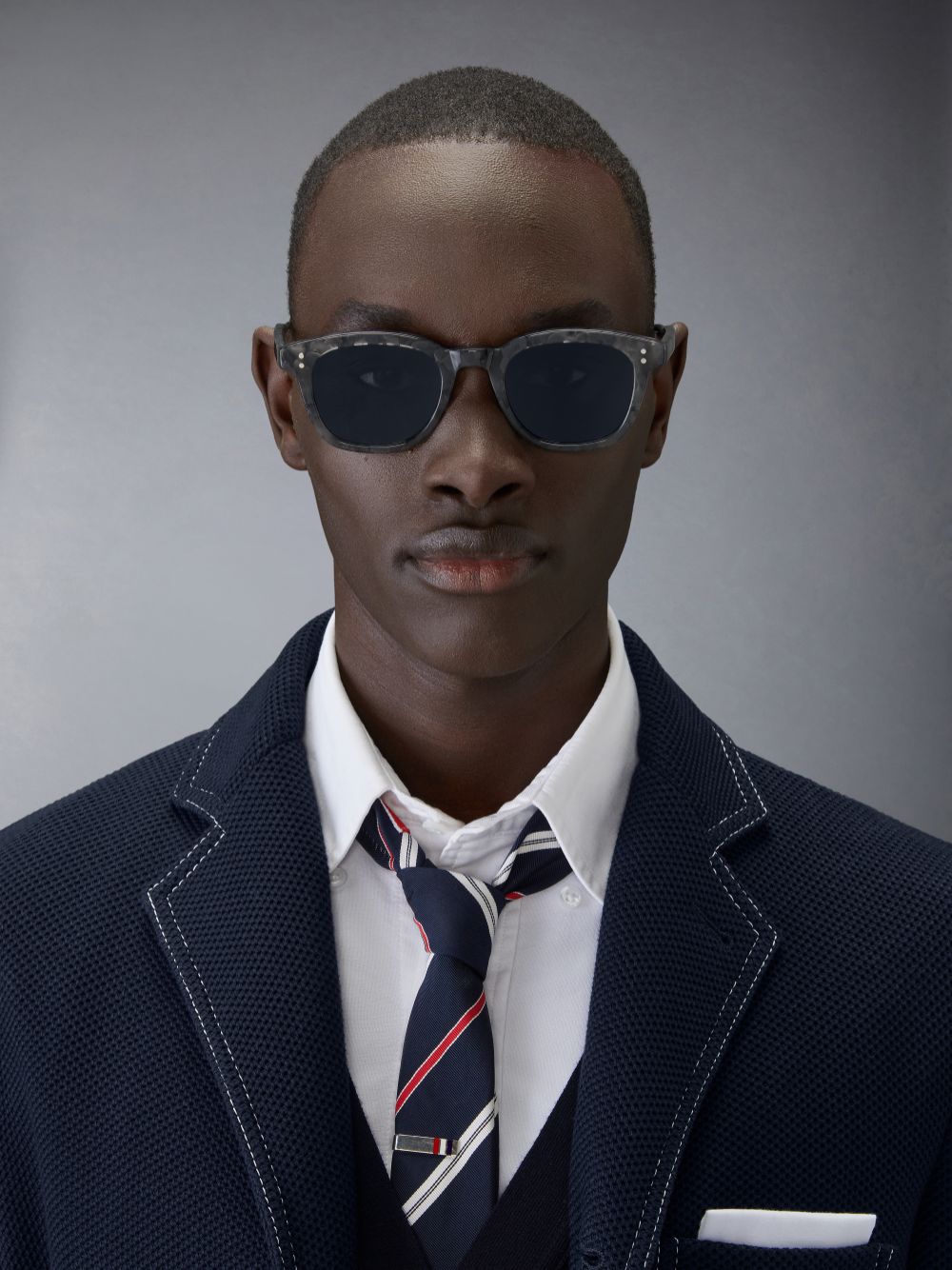 Women Thom Browne Tortoise Acetate Rectangular Sunglasses Grey | FIT06P63558