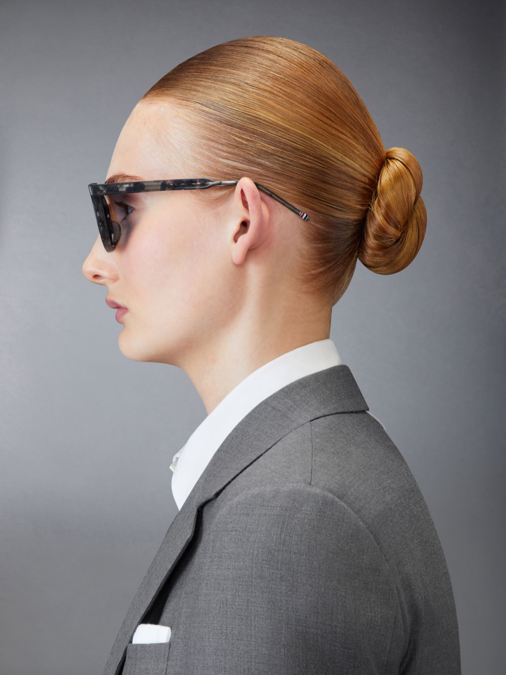 Women Thom Browne Tortoise Acetate Rectangular Sunglasses Grey | FIT06P63558