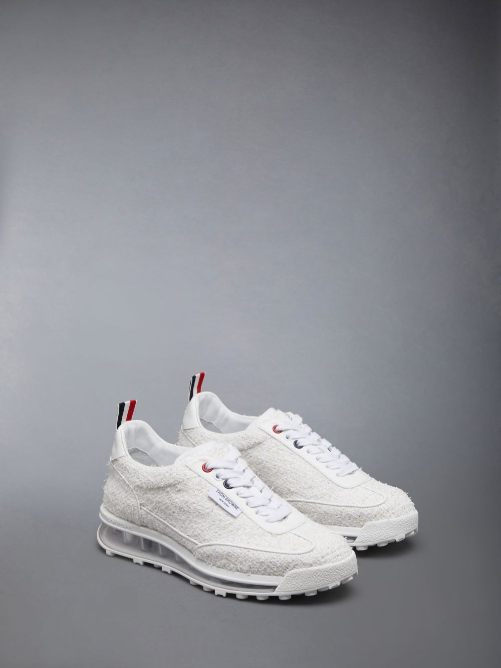 Women Thom Browne Tweed Tech Runner Sneakers White | NFW76C98605