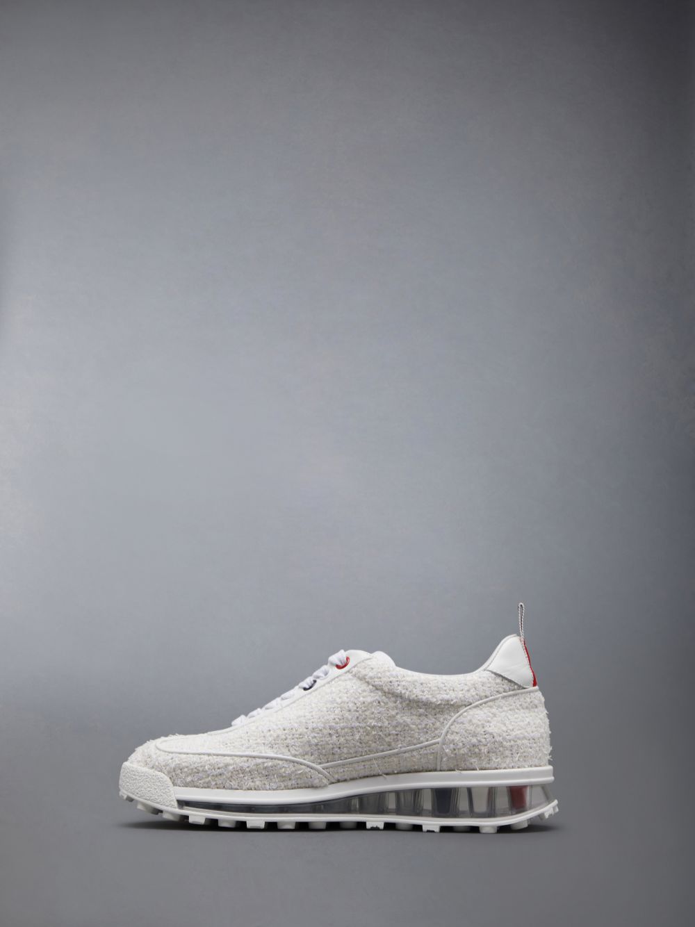 Women Thom Browne Tweed Tech Runner Sneakers White | NFW76C98605