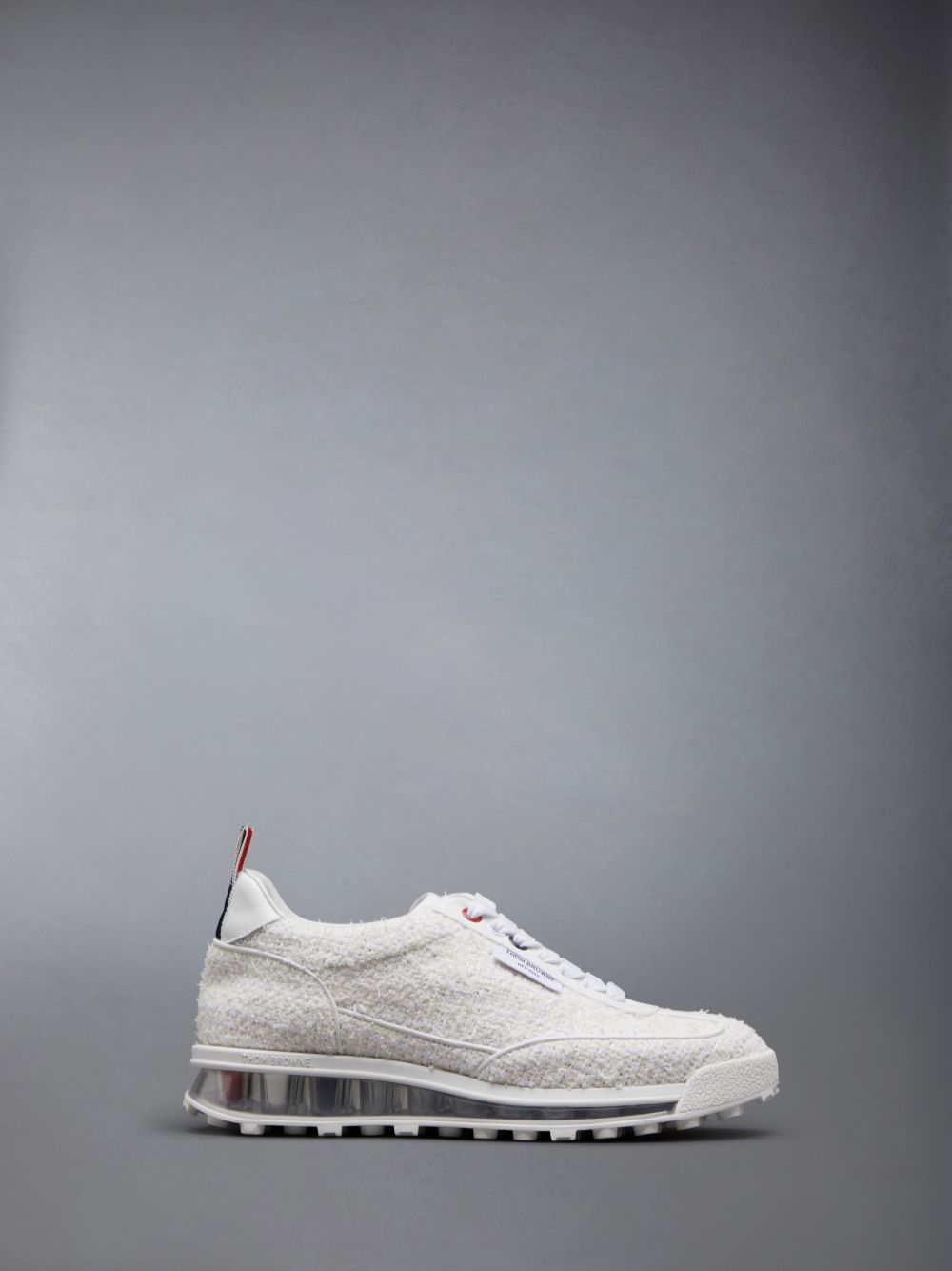 Women Thom Browne Tweed Tech Runner Sneakers White | NFW76C98605