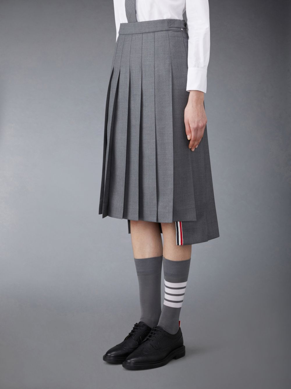 Women Thom Browne Twill Pleated Midi Skirts Grey | NJT06O31332