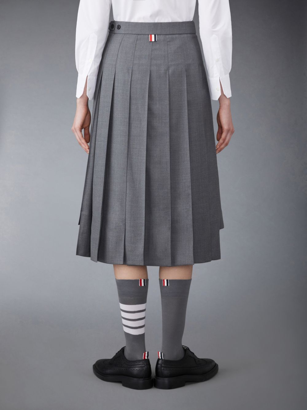 Women Thom Browne Twill Pleated Midi Skirts Grey | NJT06O31332