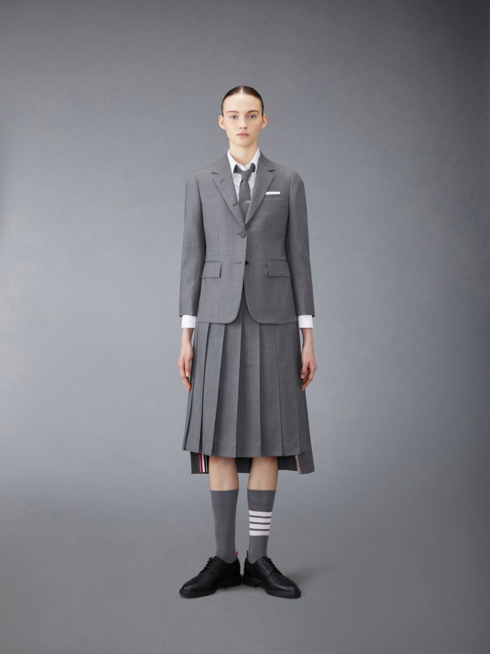 Women Thom Browne Twill Pleated Midi Skirts Grey | NJT06O31332