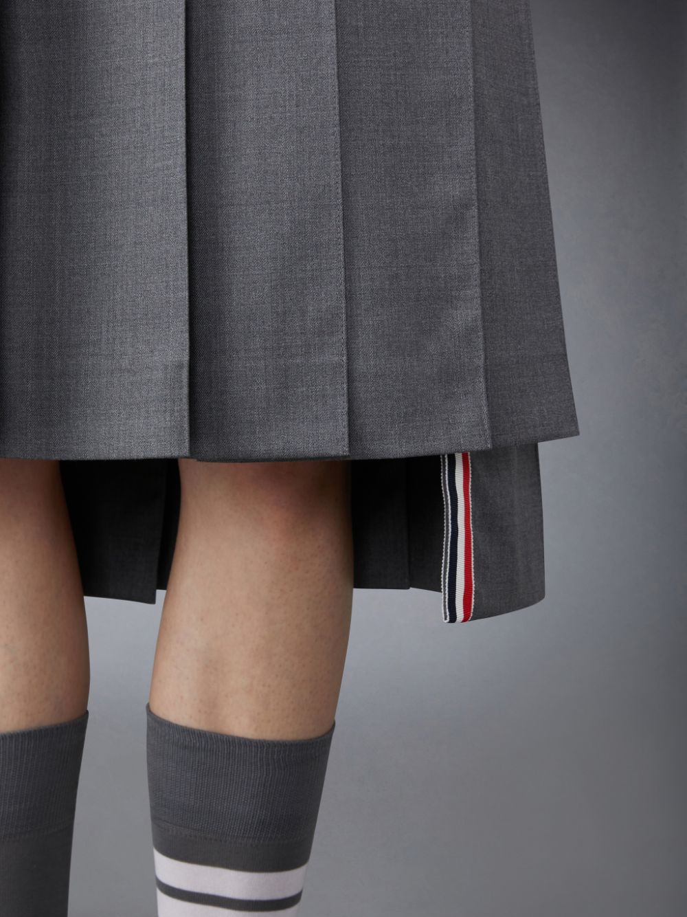 Women Thom Browne Twill Pleated Midi Skirts Grey | NJT06O31332