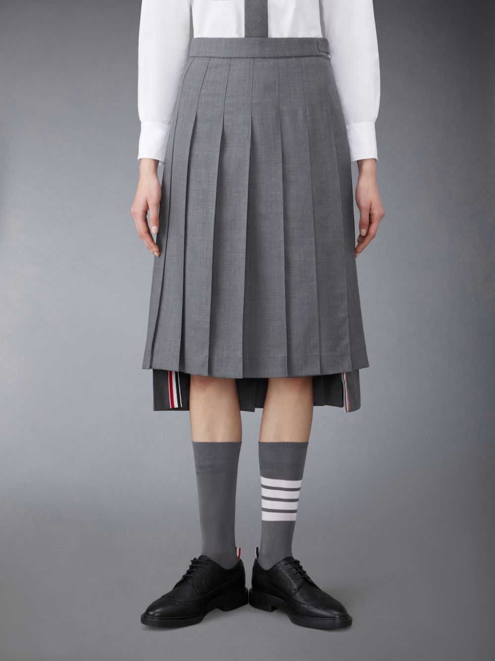 Women Thom Browne Twill Pleated Midi Skirts Grey | NJT06O31332