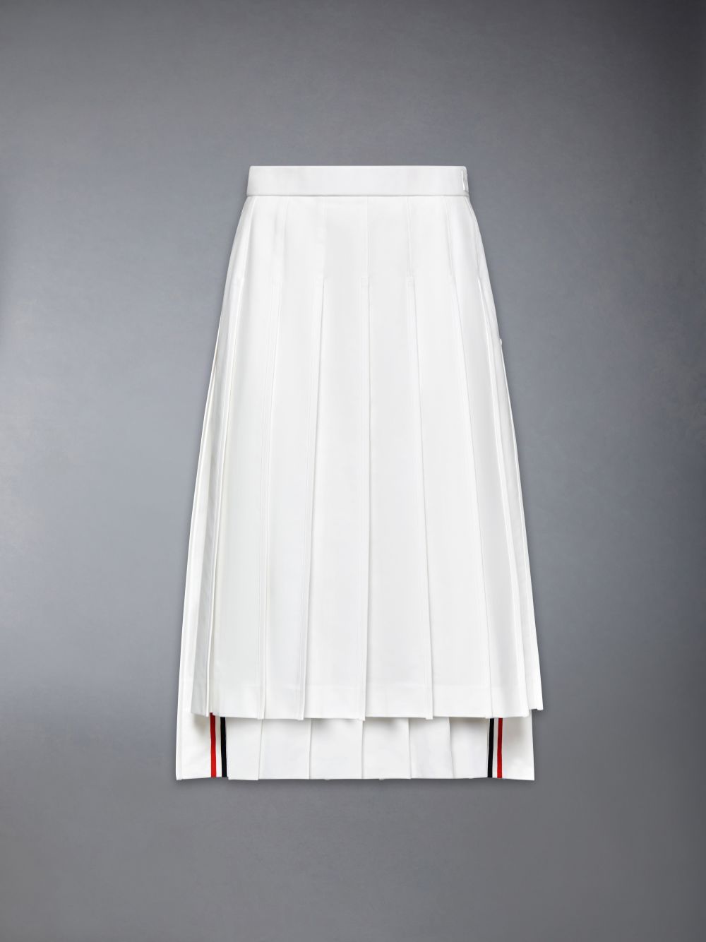 Women Thom Browne Typewriter Self Tipping Midi Pleated Skirts White | UDE17R90615