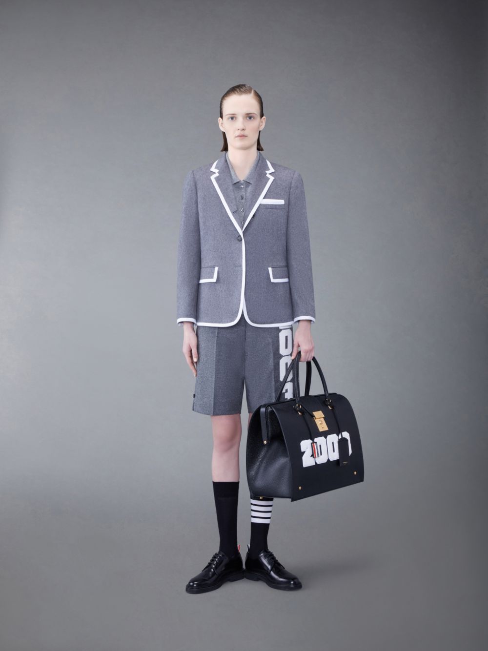 Women Thom Browne WOOL FLANNEL 2003 CLASSIC BERMUDA Shorts Grey | JQM97Z38414