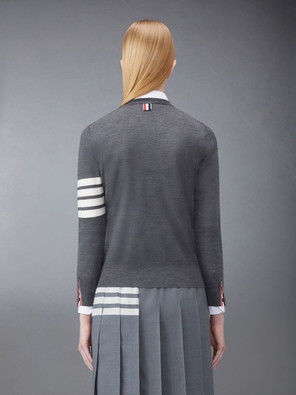 Women Thom Browne Wool 4-Bar Relaxed Pullover Grey | CLT47A59688