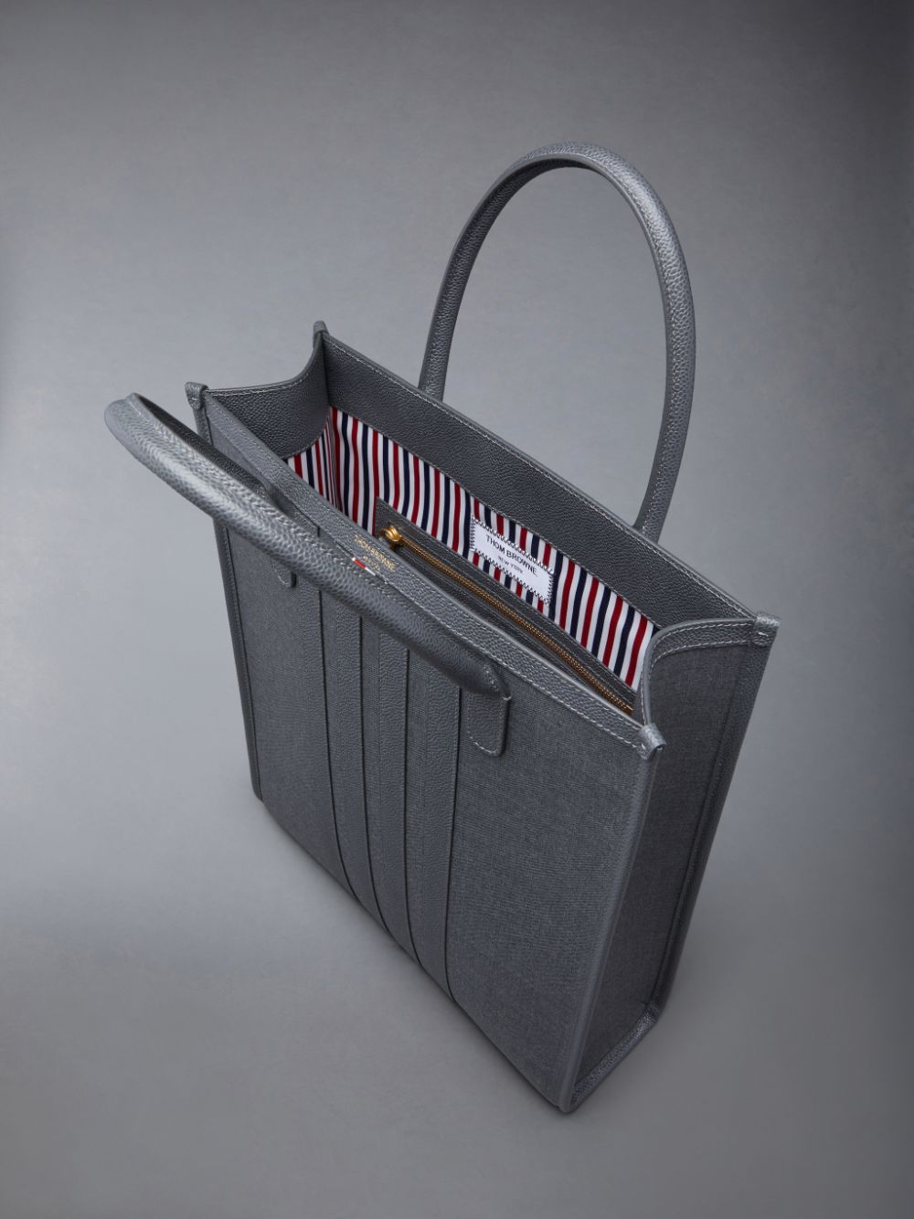 Women Thom Browne Wool 4-Bar Tote Bags Grey | UYO94M94281