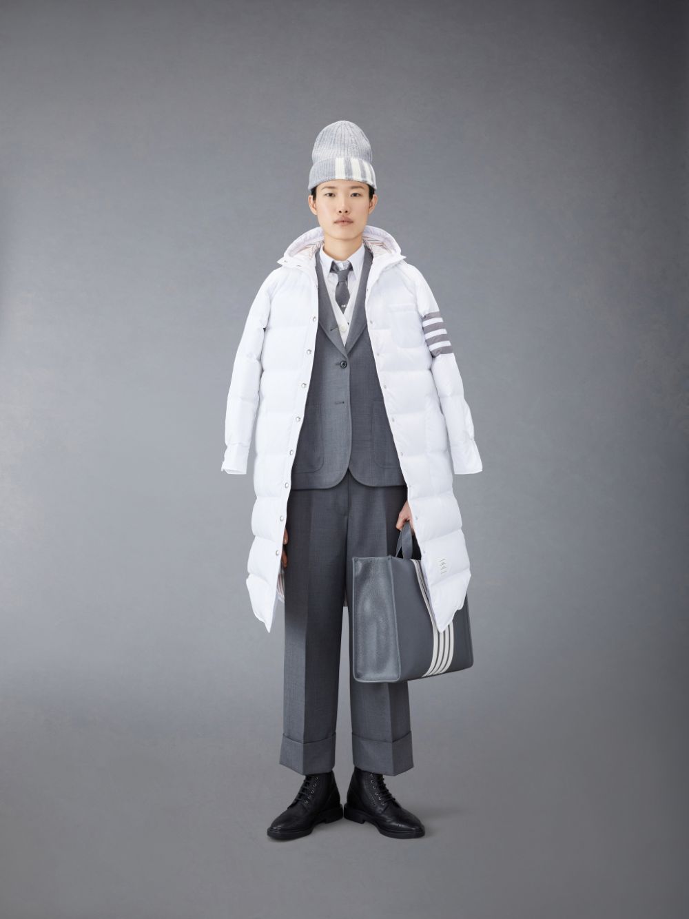 Women Thom Browne Wool 4-Bar V-Neck Cardigan White | LNF72D88314