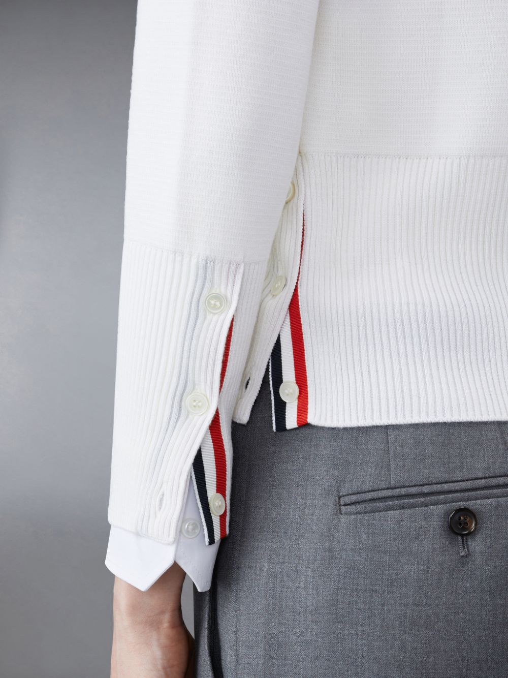 Women Thom Browne Wool 4-Bar V-Neck Cardigan White | LNF72D88314