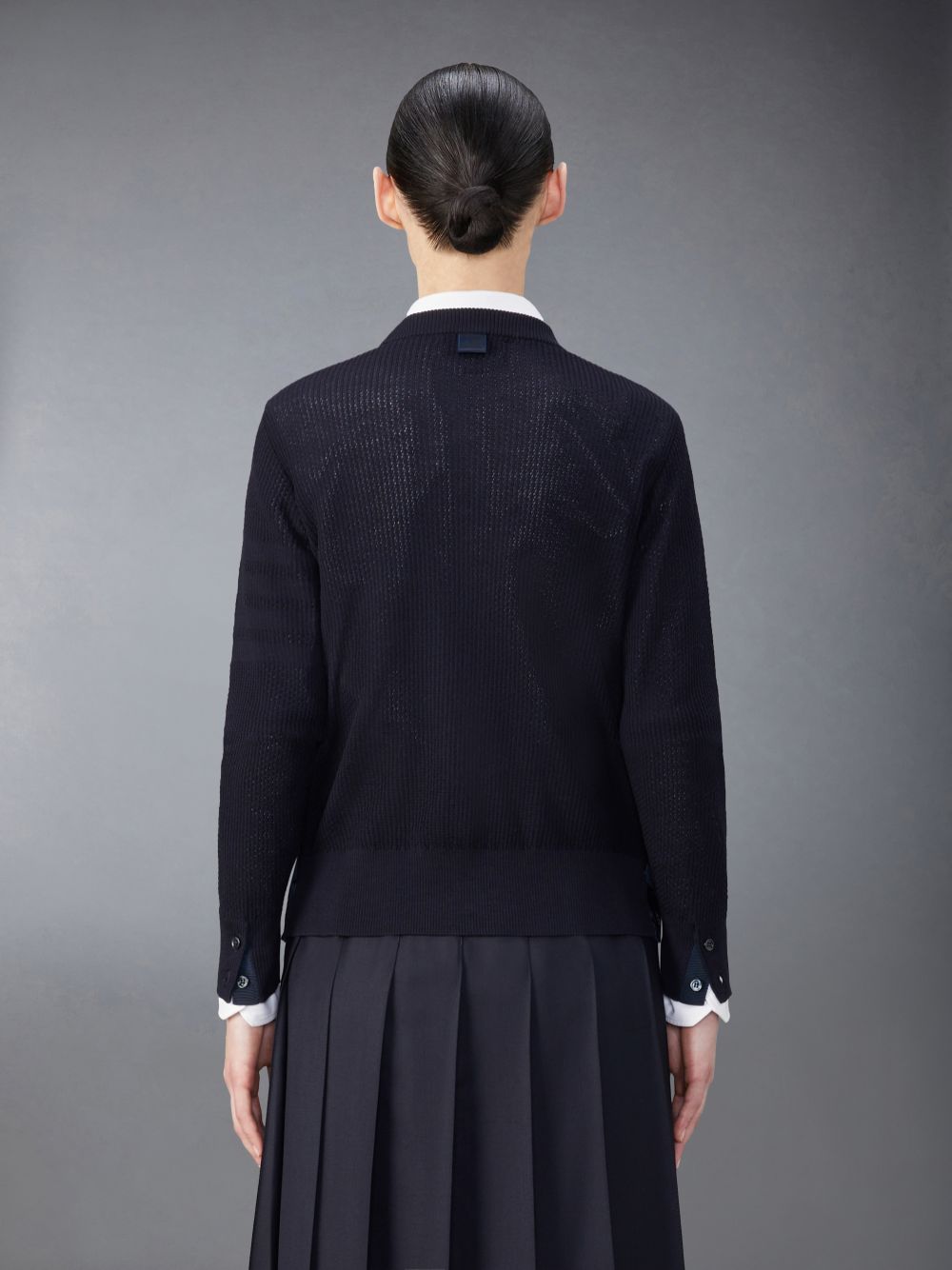 Women Thom Browne Wool Crepe 4-Bar Relaxed Fit Pullover Blue | XXF06V50696