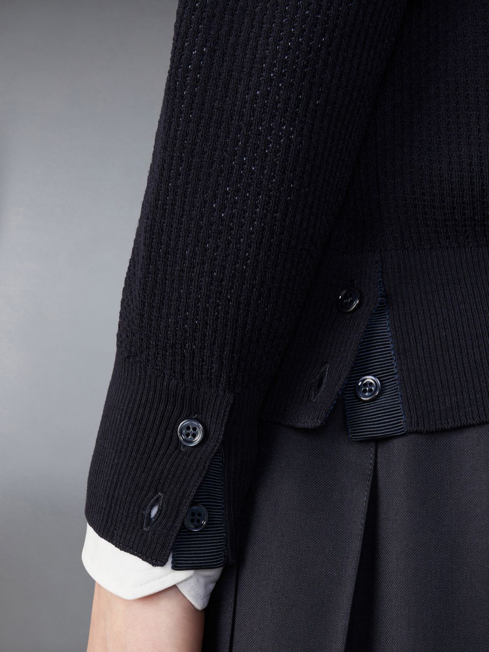 Women Thom Browne Wool Crepe 4-Bar Relaxed Fit Pullover Blue | XXF06V50696