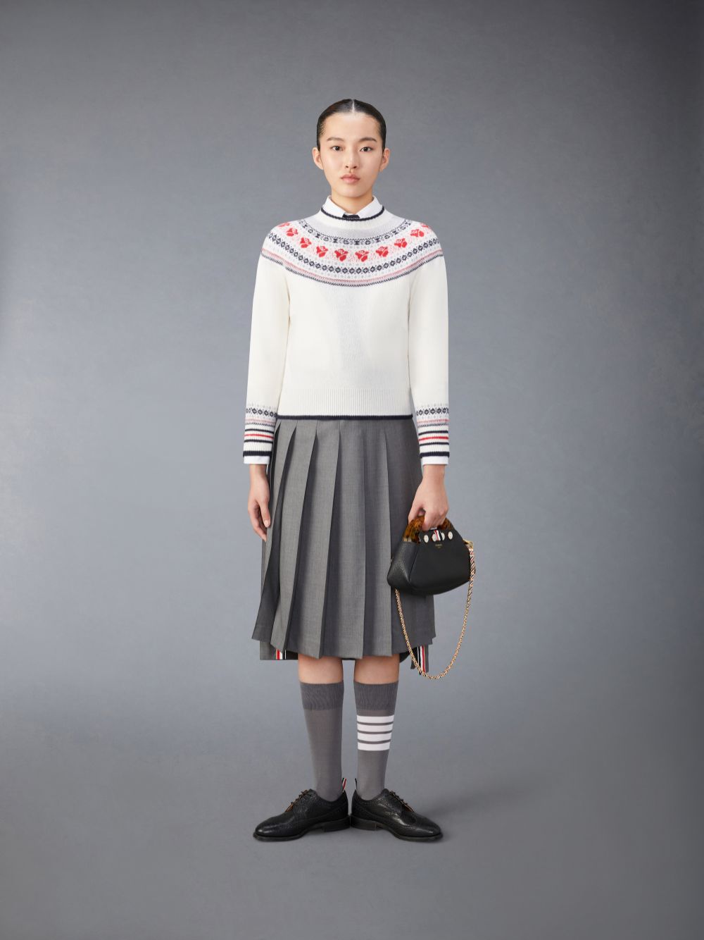 Women Thom Browne Wool and Mohair Rose Pullover White | QCJ14H87321