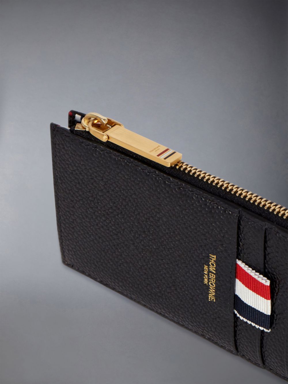 Women Thom Browne half-zip leather Wallets Black | PRZ05U84326